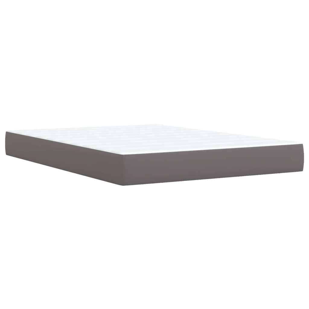 vidaXL Κρεβάτι Boxspring με Στρώμα Γκρι 140x190εκ. από Συνθετικό Δέρμα