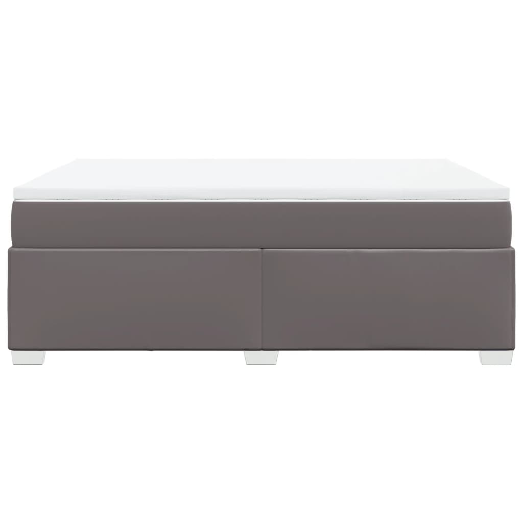 vidaXL Κρεβάτι Boxspring με Στρώμα Γκρι 140x190εκ. από Συνθετικό Δέρμα