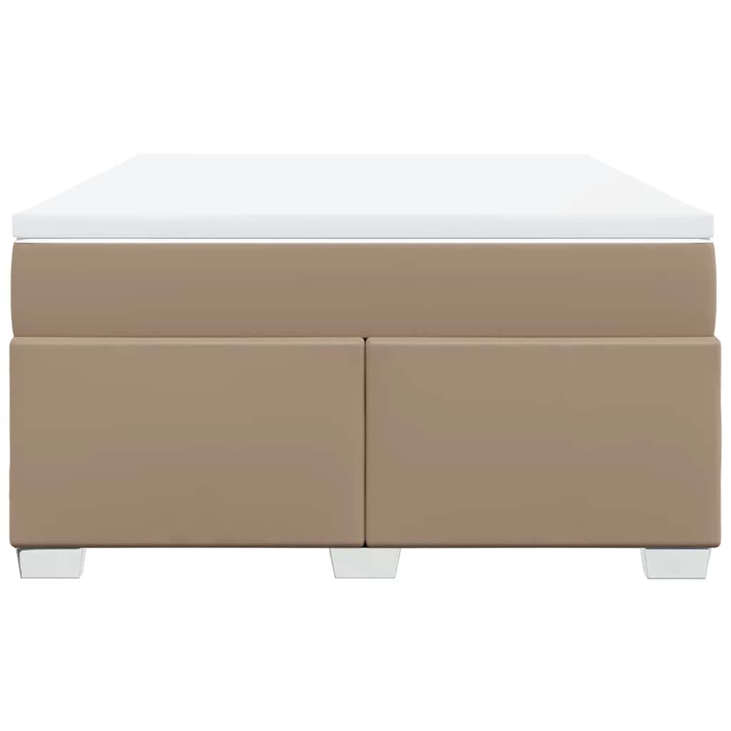 vidaXL Κρεβάτι Boxspring με Στρώμα Καπουτσίνο 140x190εκ.από Συνθ.Δέρμα