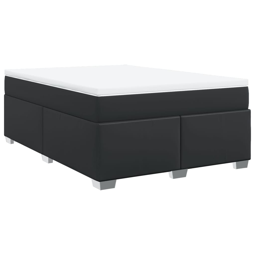 vidaXL Κρεβάτι Boxspring με Στρώμα Μαύρο 140x200εκ.από Συνθετικό Δέρμα