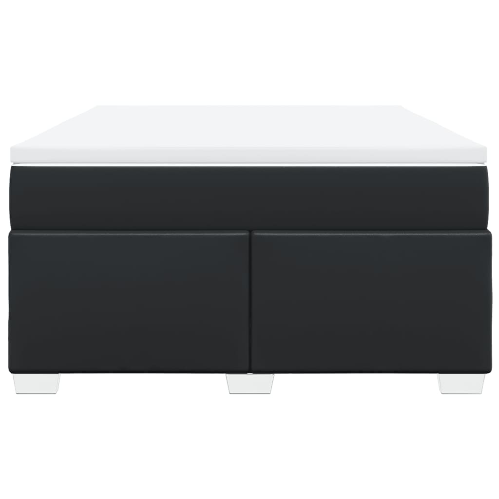 vidaXL Κρεβάτι Boxspring με Στρώμα Μαύρο 140x200εκ.από Συνθετικό Δέρμα