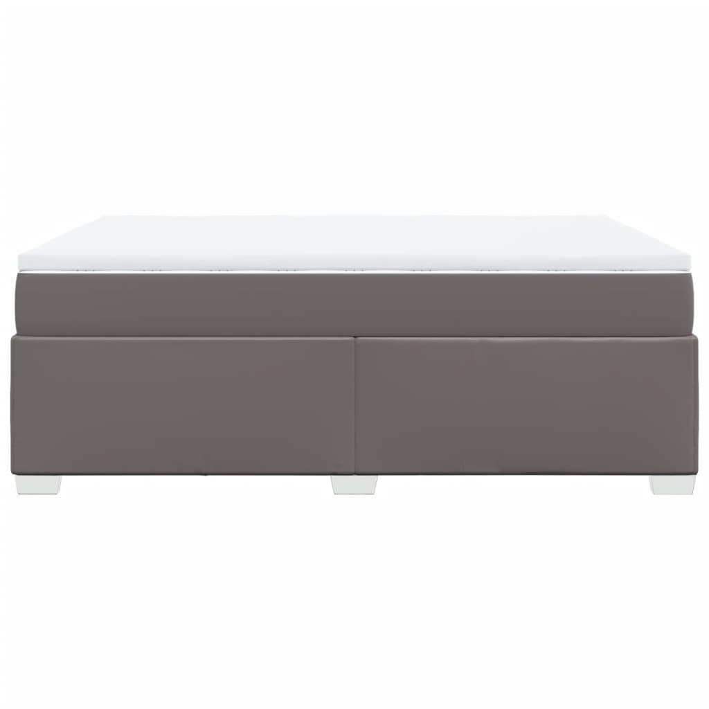 vidaXL Κρεβάτι Boxspring με Στρώμα Γκρι 140x200εκ. από Συνθετικό Δέρμα