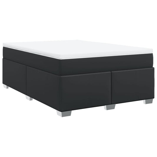 vidaXL Κρεβάτι Boxspring με Στρώμα Μαύρο 160x200εκ.από Συνθετικό Δέρμα
