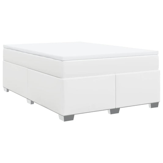 vidaXL Κρεβάτι Boxspring με Στρώμα Λευκό 160x200εκ.από Συνθετικό Δέρμα