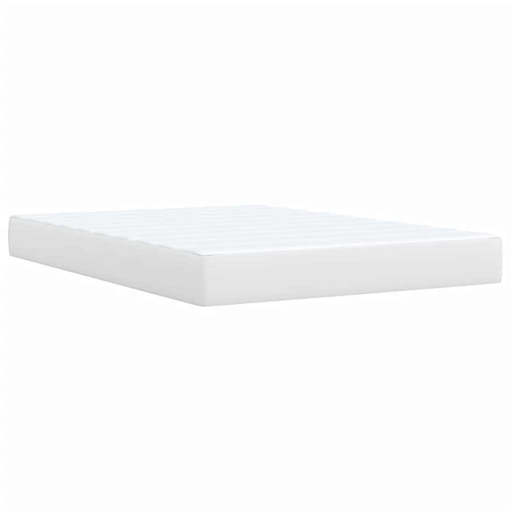 vidaXL Κρεβάτι Boxspring με Στρώμα Λευκό 160x200εκ.από Συνθετικό Δέρμα
