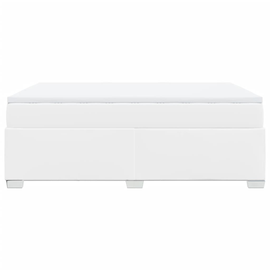 vidaXL Κρεβάτι Boxspring με Στρώμα Λευκό 160x200εκ.από Συνθετικό Δέρμα