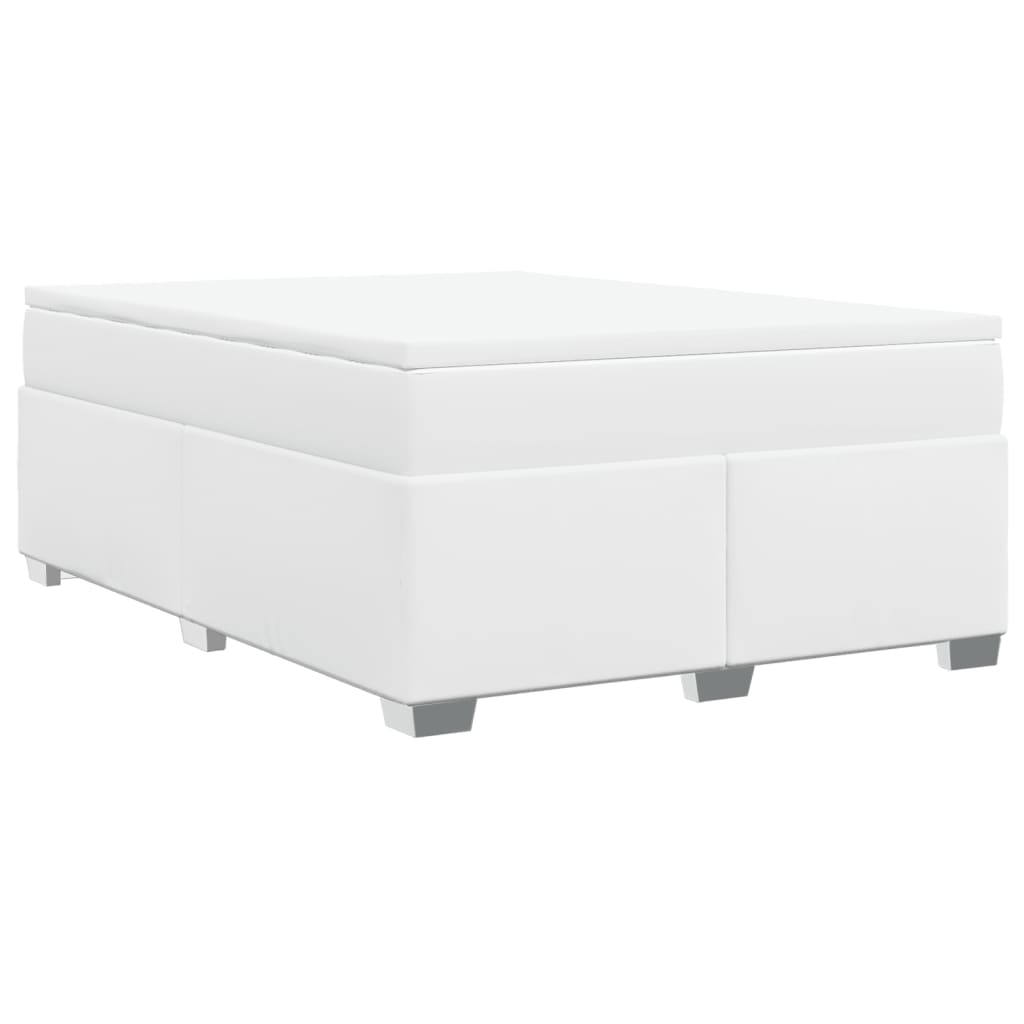 vidaXL Κρεβάτι Boxspring με Στρώμα Λευκό 160x200εκ.από Συνθετικό Δέρμα