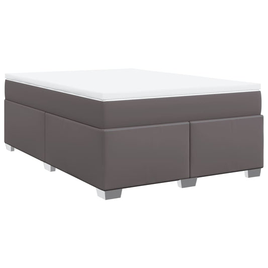 vidaXL Κρεβάτι Boxspring με Στρώμα Γκρι 160x200εκ. από Συνθετικό Δέρμα