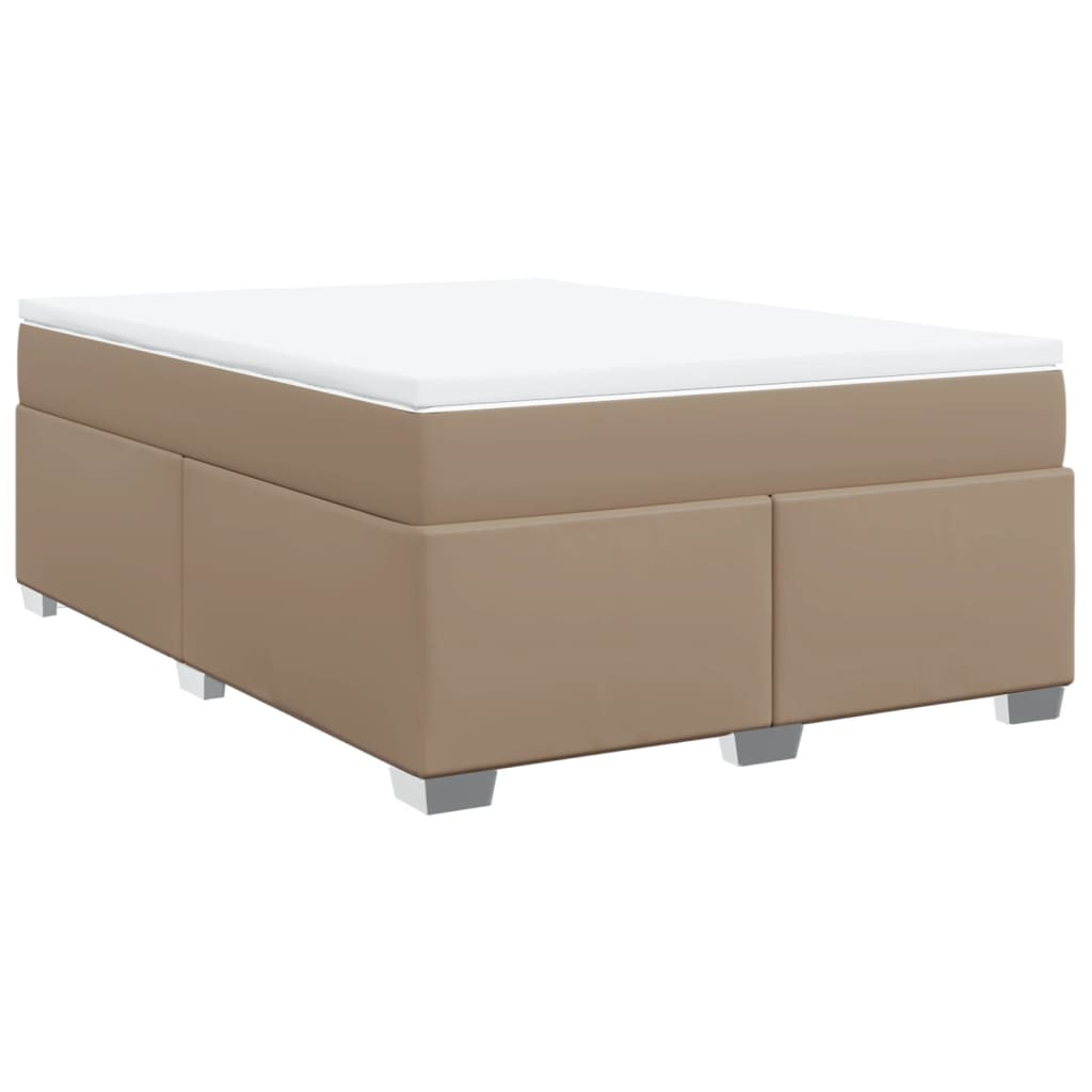 vidaXL Κρεβάτι Boxspring με Στρώμα Καπουτσίνο 160x200εκ.από Συνθ.Δέρμα