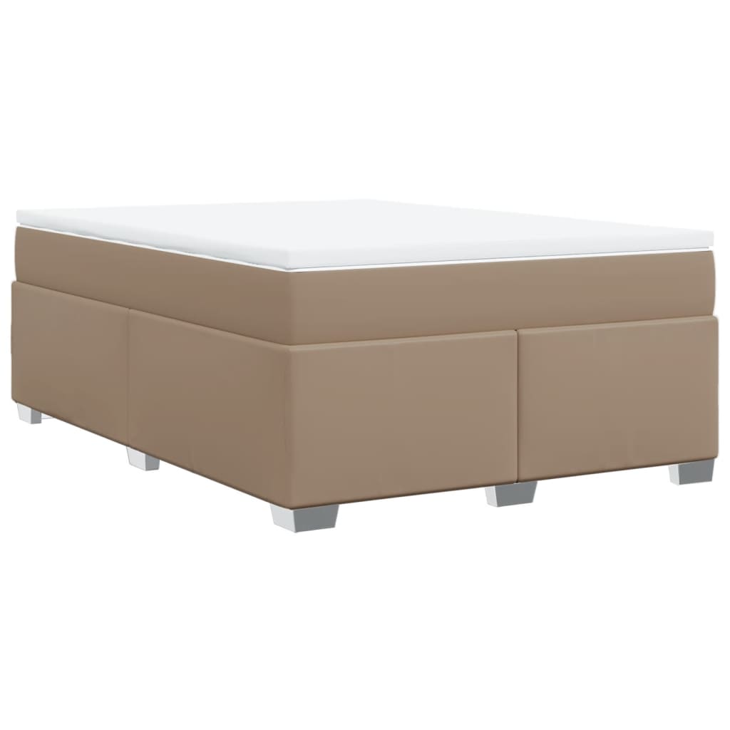 vidaXL Κρεβάτι Boxspring με Στρώμα Καπουτσίνο 160x200εκ.από Συνθ.Δέρμα