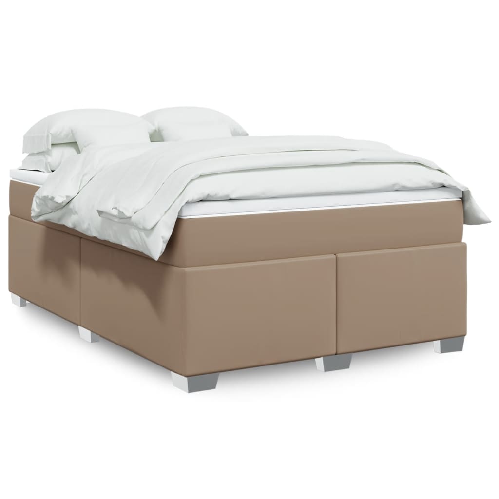 vidaXL Κρεβάτι Boxspring με Στρώμα Καπουτσίνο 160x200εκ.από Συνθ.Δέρμα