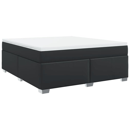 vidaXL Κρεβάτι Boxspring με Στρώμα Μαύρο 180x200εκ.από Συνθετικό Δέρμα