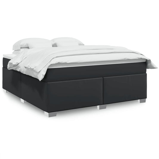 vidaXL Κρεβάτι Boxspring με Στρώμα Μαύρο 180x200εκ.από Συνθετικό Δέρμα