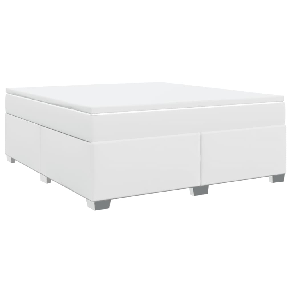 vidaXL Κρεβάτι Boxspring με Στρώμα Λευκό 180x200 εκ. Συνθετικό Δέρμα