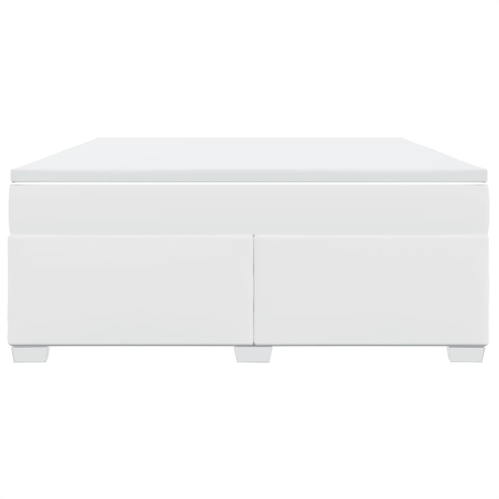 vidaXL Κρεβάτι Boxspring με Στρώμα Λευκό 180x200 εκ. Συνθετικό Δέρμα