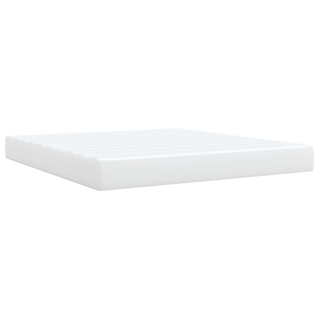 vidaXL Κρεβάτι Boxspring με Στρώμα Λευκό 180x200 εκ. Συνθετικό Δέρμα