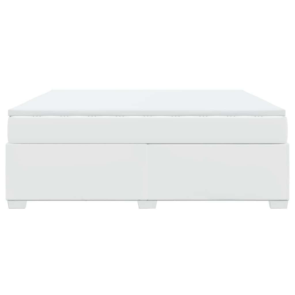 vidaXL Κρεβάτι Boxspring με Στρώμα Λευκό 180x200 εκ. Συνθετικό Δέρμα