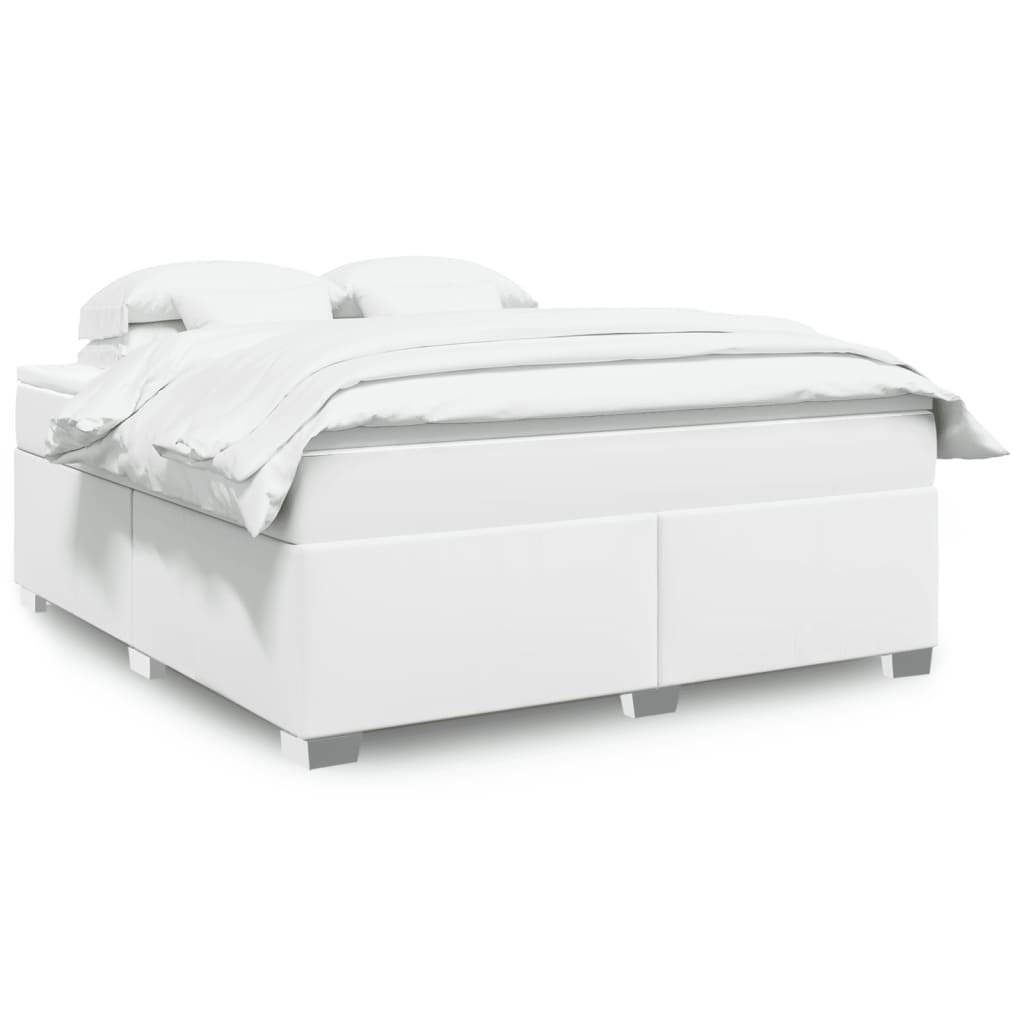 vidaXL Κρεβάτι Boxspring με Στρώμα Λευκό 180x200 εκ. Συνθετικό Δέρμα