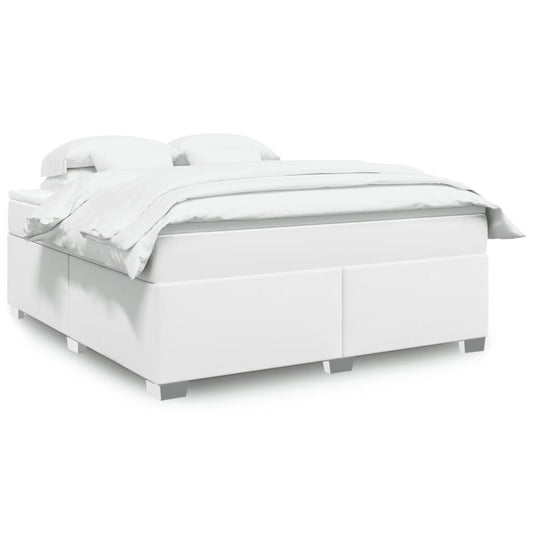 vidaXL Κρεβάτι Boxspring με Στρώμα Λευκό 180x200 εκ. Συνθετικό Δέρμα