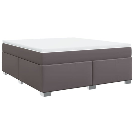 vidaXL Κρεβάτι Boxspring με Στρώμα Γκρι 180x200 εκ. Συνθετικό Δέρμα