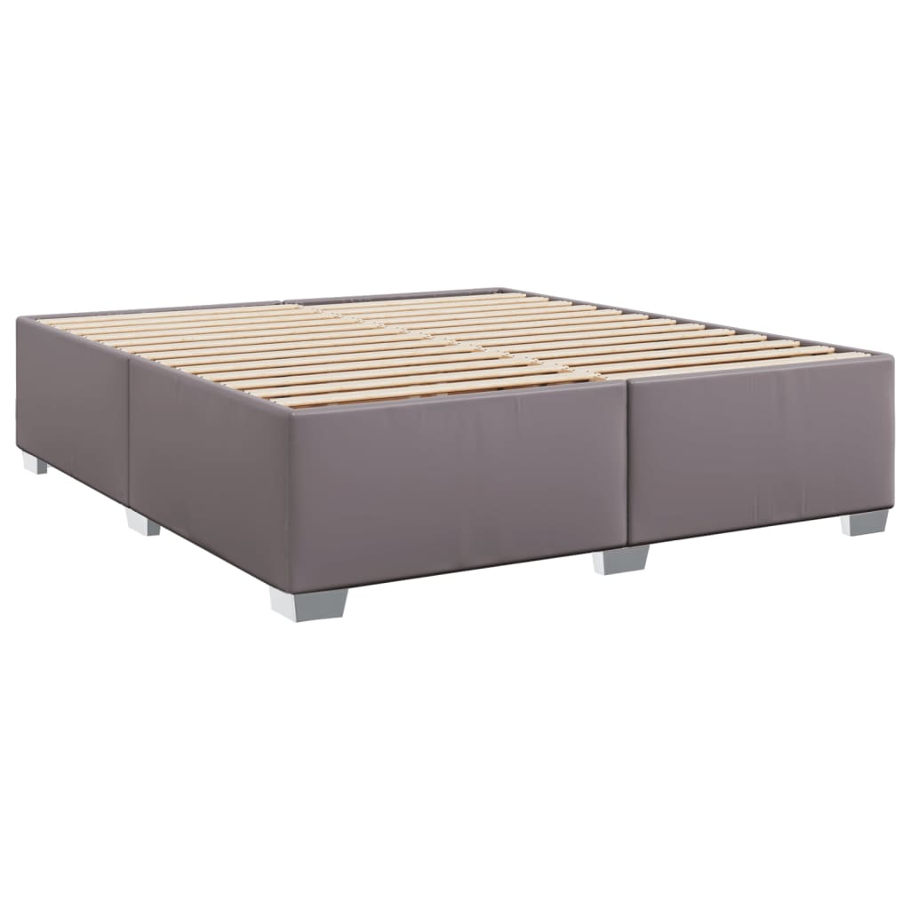 vidaXL Κρεβάτι Boxspring με Στρώμα Γκρι 180x200 εκ. Συνθετικό Δέρμα