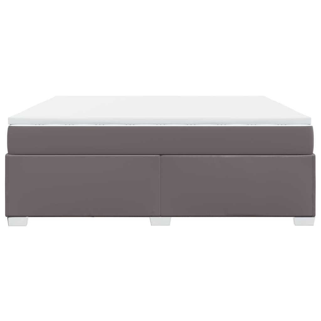 vidaXL Κρεβάτι Boxspring με Στρώμα Γκρι 180x200 εκ. Συνθετικό Δέρμα