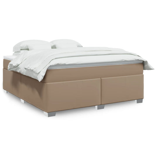 vidaXL Κρεβάτι Boxspring με Στρώμα Καπουτσίνο 180x200 εκ. Συνθ. Δέρμα