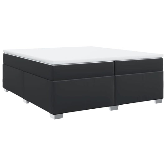 vidaXL Κρεβάτι Boxspring με Στρώμα Μαύρο 200x200 εκ. Συνθετικό Δέρμα