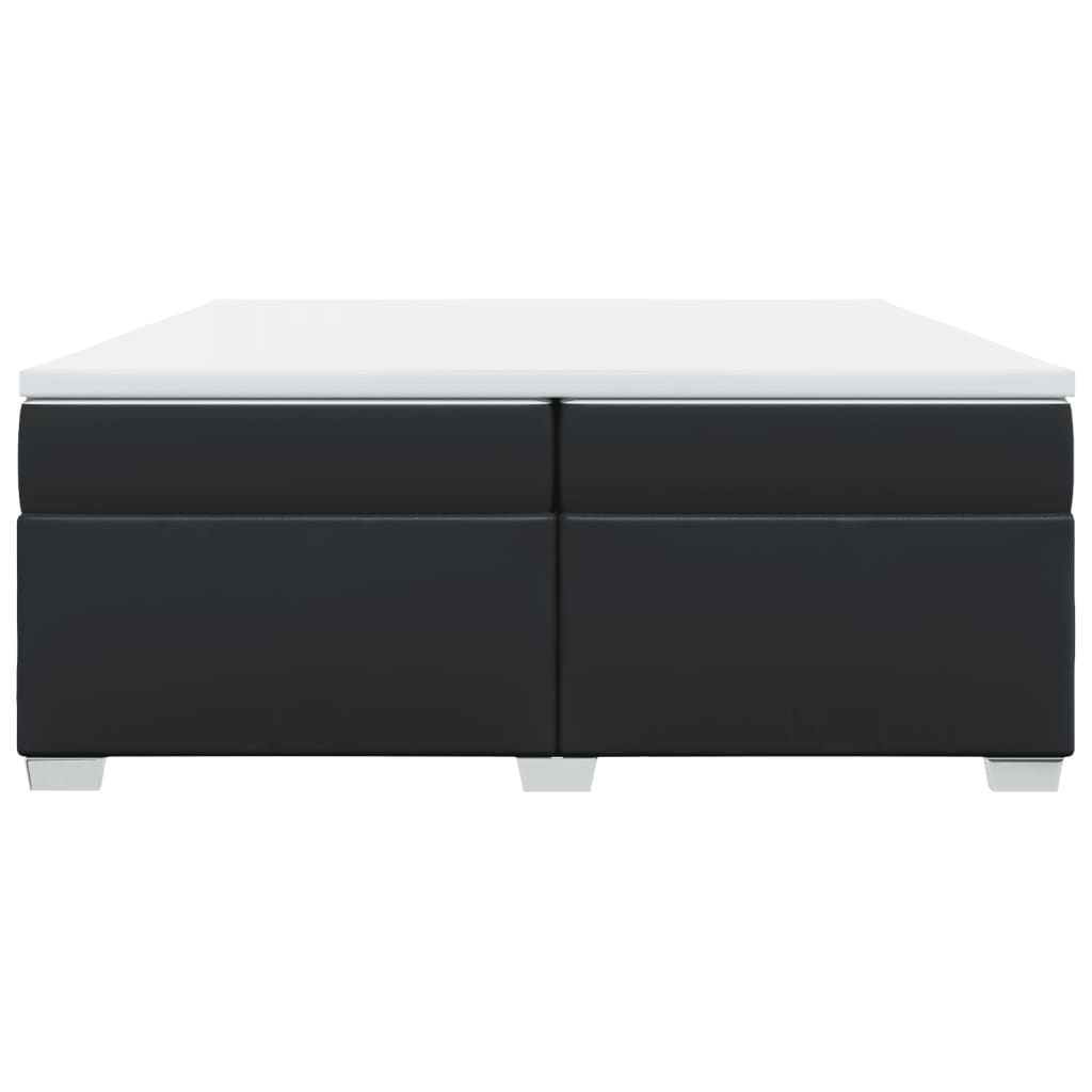 vidaXL Κρεβάτι Boxspring με Στρώμα Μαύρο 200x200 εκ. Συνθετικό Δέρμα