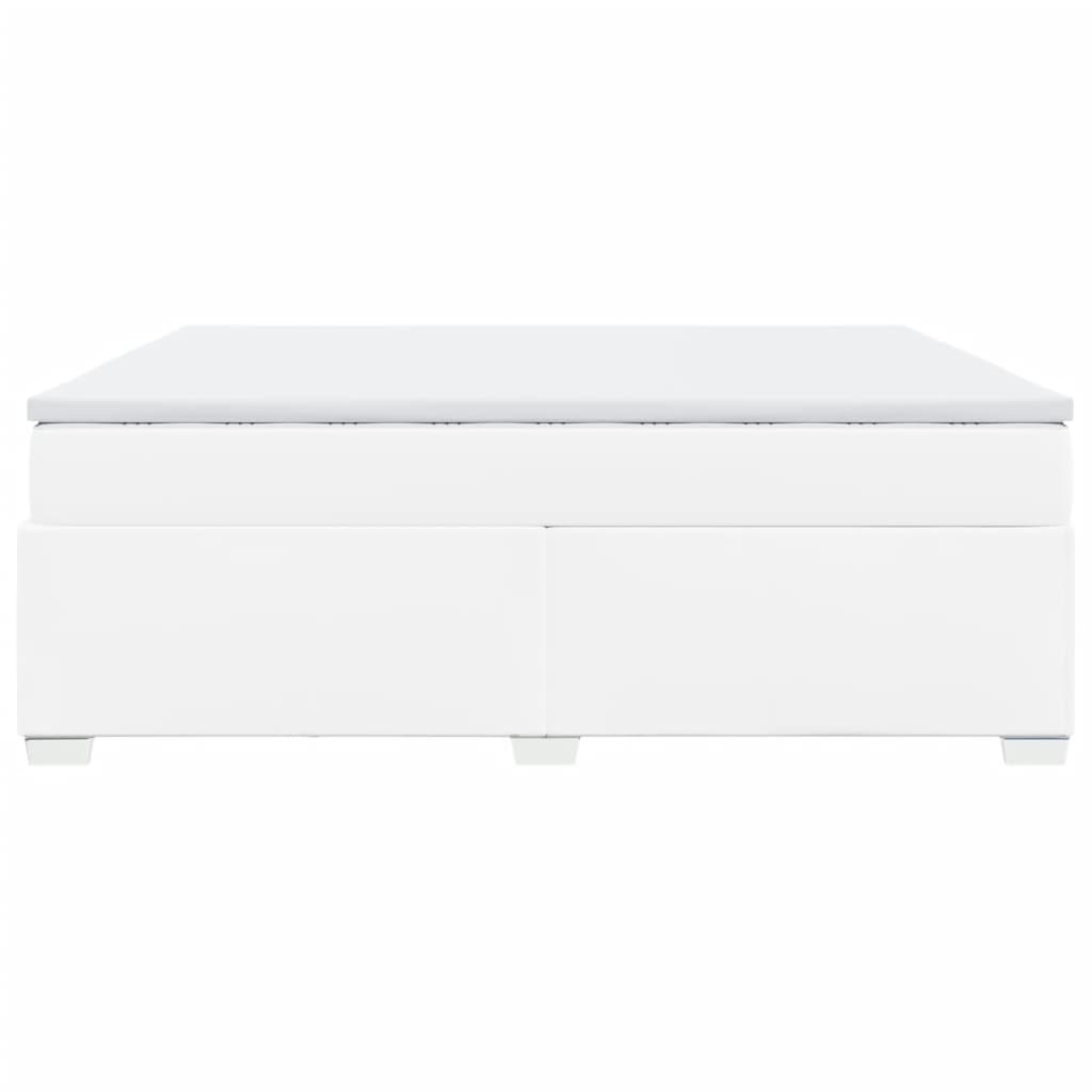 vidaXL Κρεβάτι Boxspring με Στρώμα Λευκό 200x200 εκ. Συνθετικό Δέρμα
