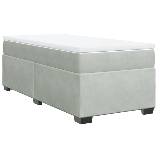 vidaXL Κρεβάτι Boxspring με Στρώμα Ανοιχτό Γκρι 80x200 εκ. Βελούδινο