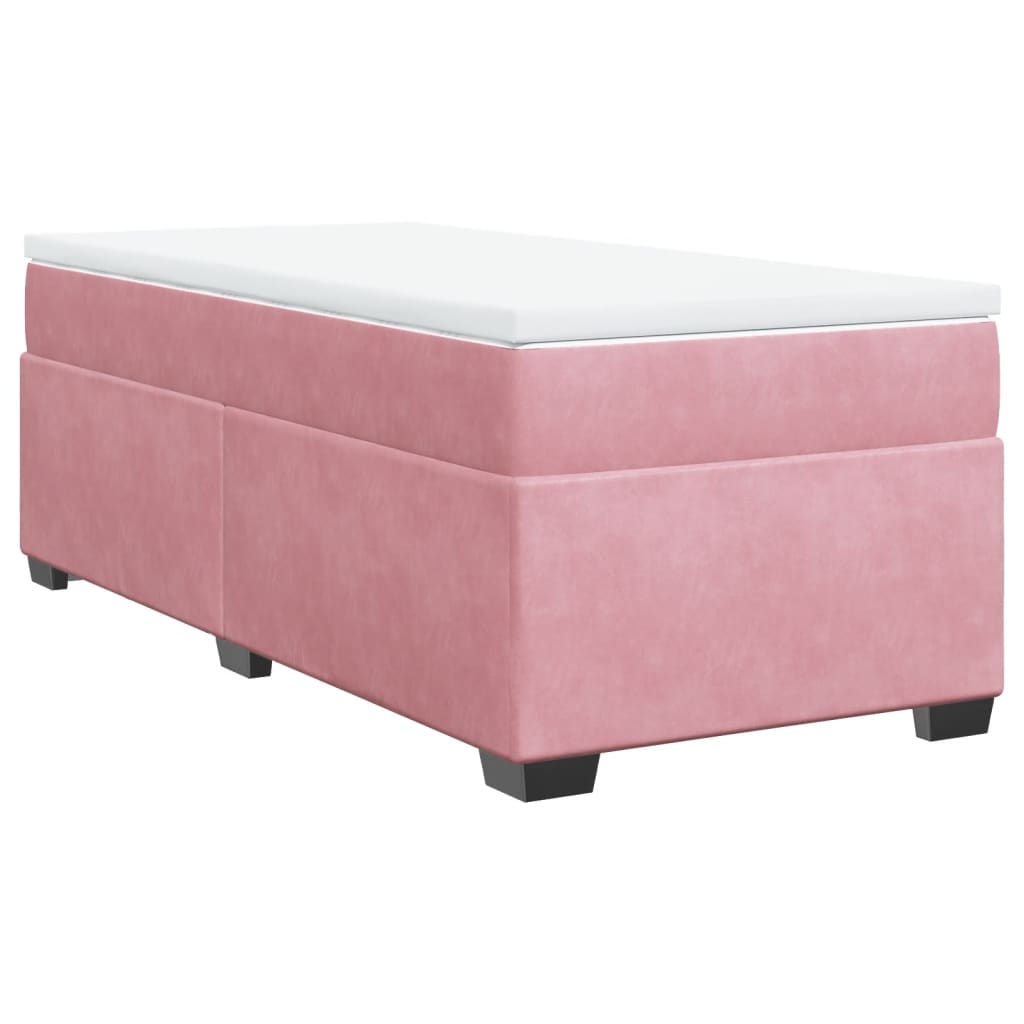 vidaXL Κρεβάτι Boxspring με Στρώμα Ροζ 80 x 200 εκ. Βελούδινο