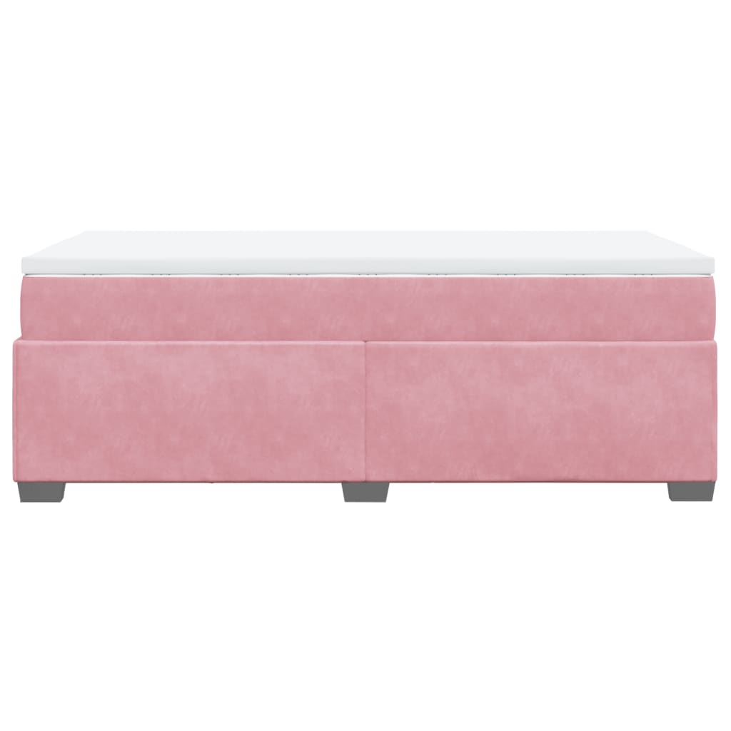 vidaXL Κρεβάτι Boxspring με Στρώμα Ροζ 80 x 200 εκ. Βελούδινο