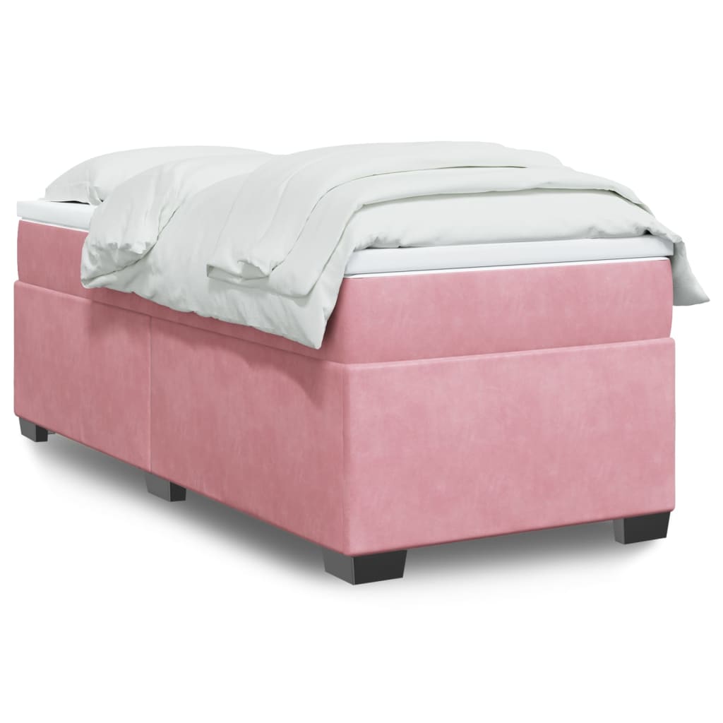 vidaXL Κρεβάτι Boxspring με Στρώμα Ροζ 80 x 200 εκ. Βελούδινο