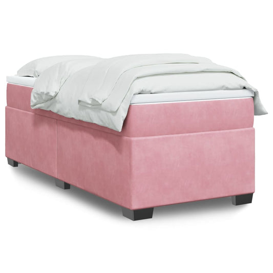 vidaXL Κρεβάτι Boxspring με Στρώμα Ροζ 80 x 200 εκ. Βελούδινο