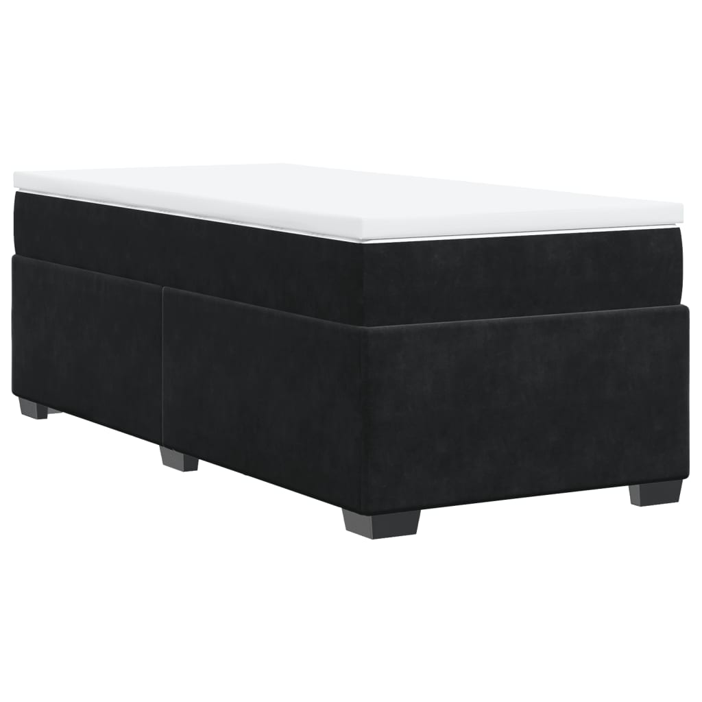 vidaXL Κρεβάτι Boxspring με Στρώμα Μαύρο 90x190 εκ. Βελούδινο