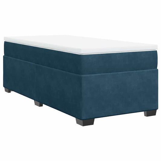 vidaXL Κρεβάτι Boxspring με Στρώμα Σκούρο Μπλε 90x190 εκ. Βελούδινο