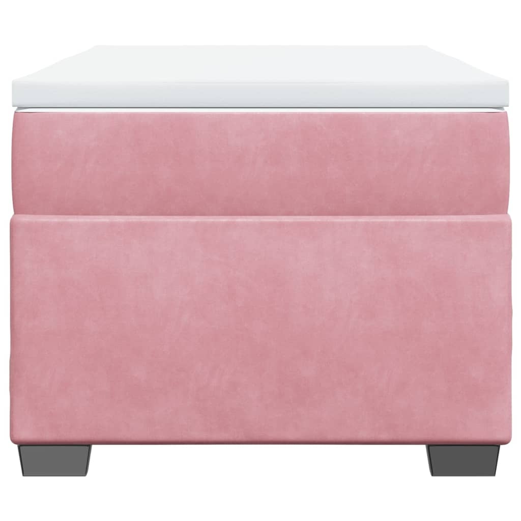 vidaXL Κρεβάτι Boxspring με Στρώμα Ροζ 90x190 εκ. Βελούδινο