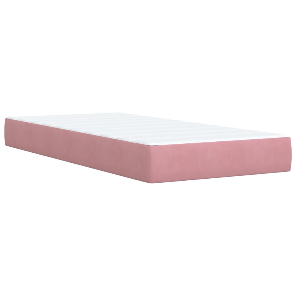 vidaXL Κρεβάτι Boxspring με Στρώμα Ροζ 90x190 εκ. Βελούδινο