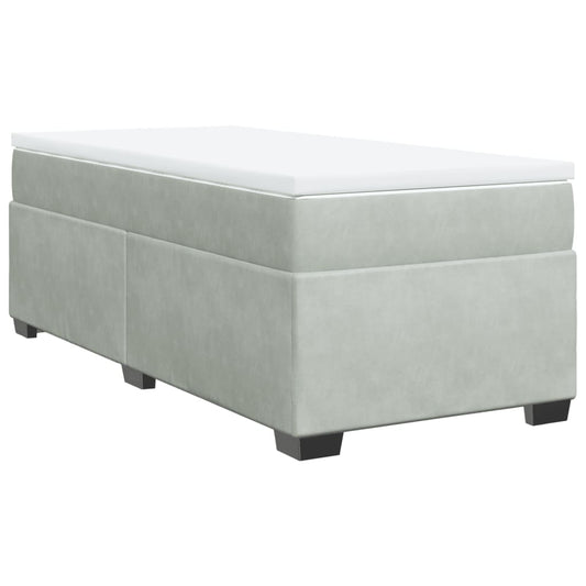 vidaXL Κρεβάτι Boxspring με Στρώμα Ανοιχτό Γκρι 90x200 εκ. Βελούδινο