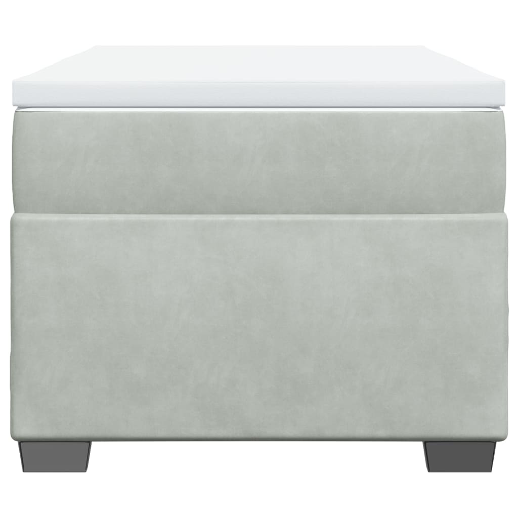 vidaXL Κρεβάτι Boxspring με Στρώμα Ανοιχτό Γκρι 90x200 εκ. Βελούδινο