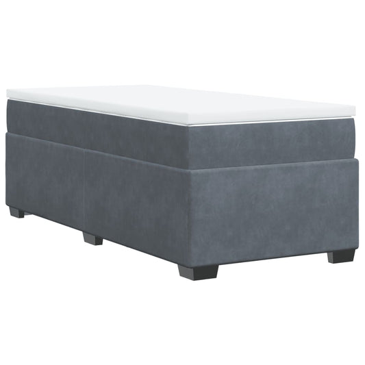 vidaXL Κρεβάτι Boxspring με Στρώμα Σκούρο Γκρι 90x200 εκ. Βελούδινο