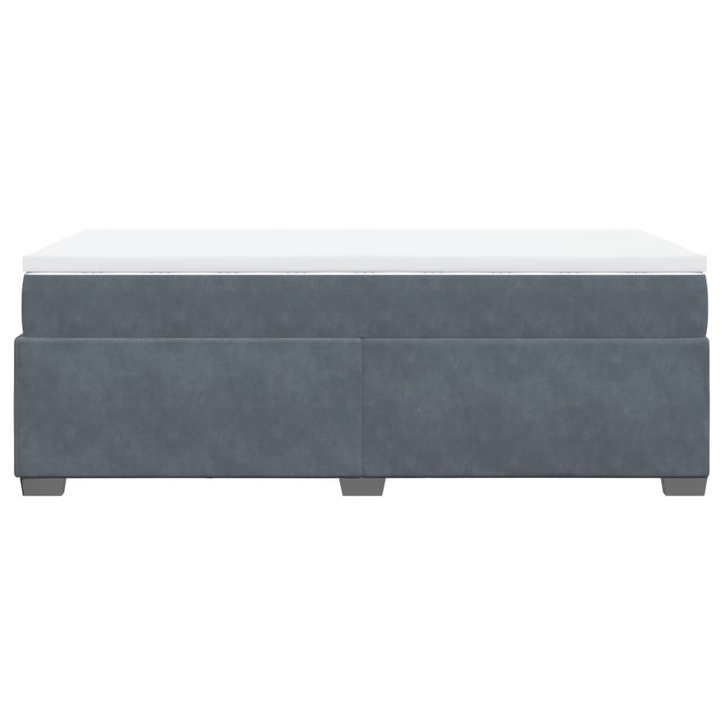 vidaXL Κρεβάτι Boxspring με Στρώμα Σκούρο Γκρι 90x200 εκ. Βελούδινο
