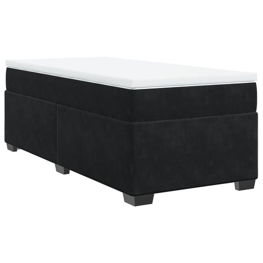vidaXL Κρεβάτι Boxspring με Στρώμα Μαύρο 90x200 εκ. Βελούδινο