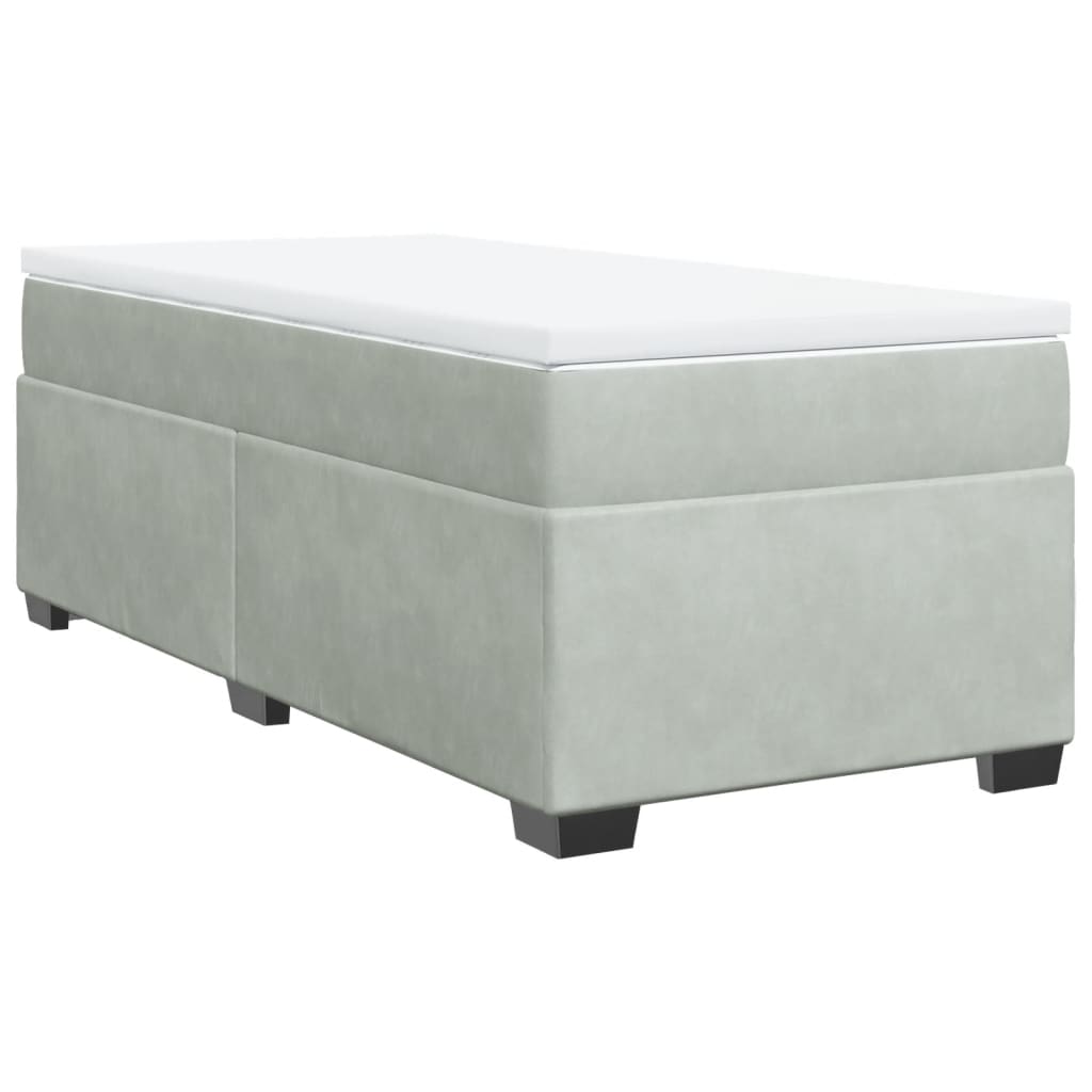 vidaXL Κρεβάτι Boxspring με Στρώμα Ανοιχτό Γκρι 100x200 εκ. Βελούδινο