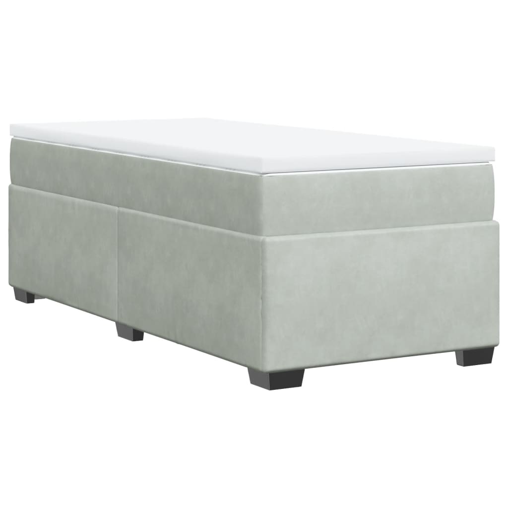 vidaXL Κρεβάτι Boxspring με Στρώμα Ανοιχτό Γκρι 100x200 εκ. Βελούδινο