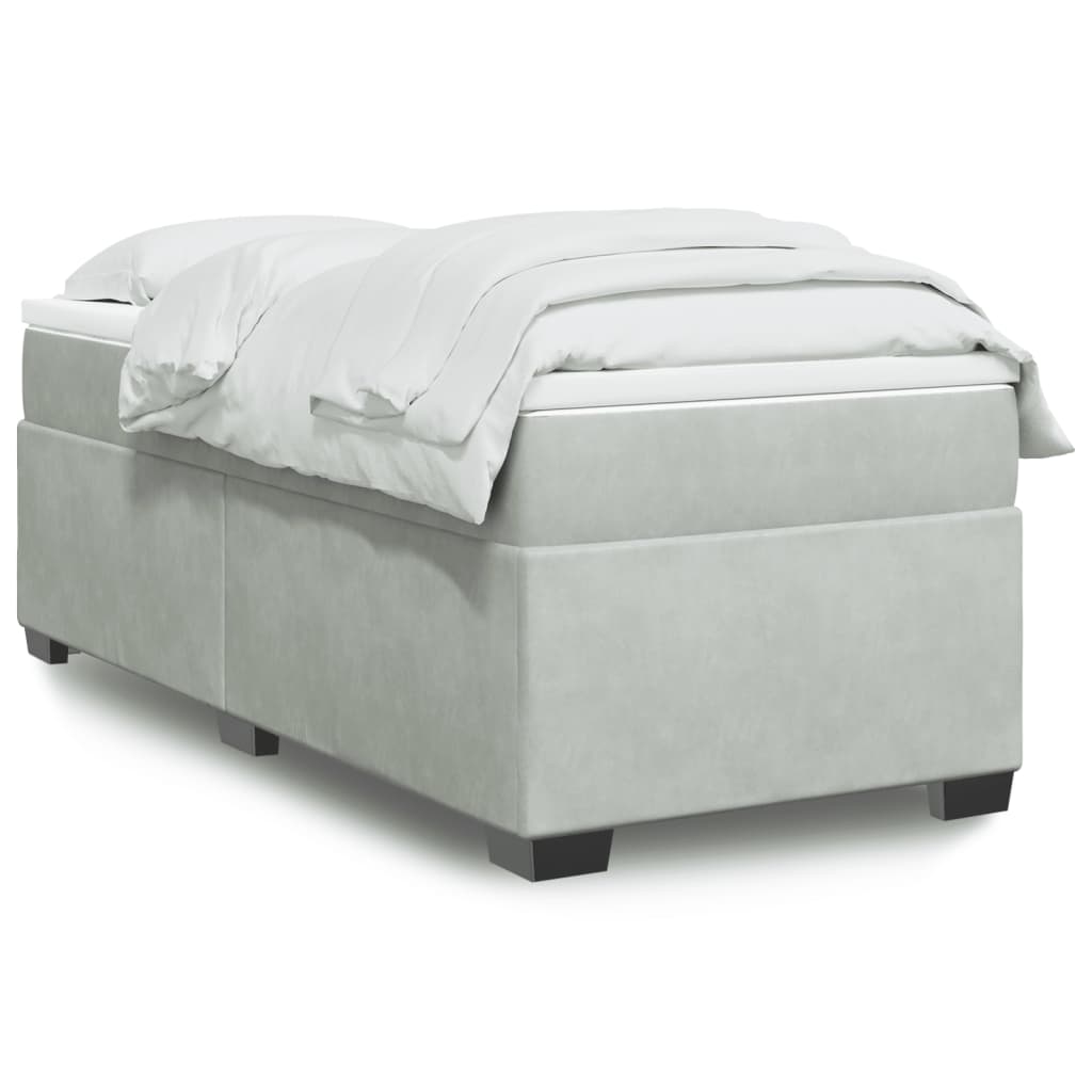 vidaXL Κρεβάτι Boxspring με Στρώμα Ανοιχτό Γκρι 100x200 εκ. Βελούδινο