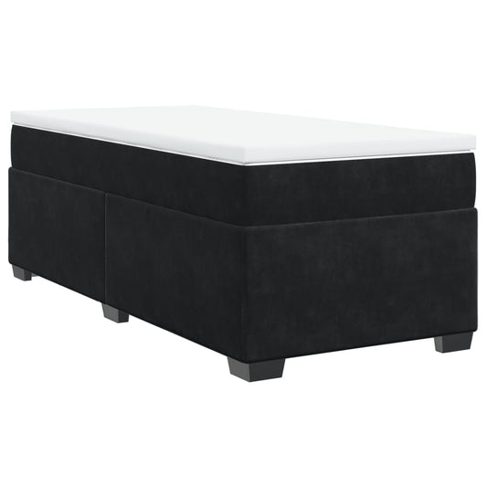 vidaXL Κρεβάτι Boxspring με Στρώμα Μαύρο 100x200 εκ. Βελούδινο
