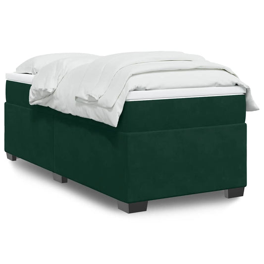 vidaXL Κρεβάτι Boxspring με Στρώμα Σκούρο Πράσινο 100x200εκ. Βελούδινο