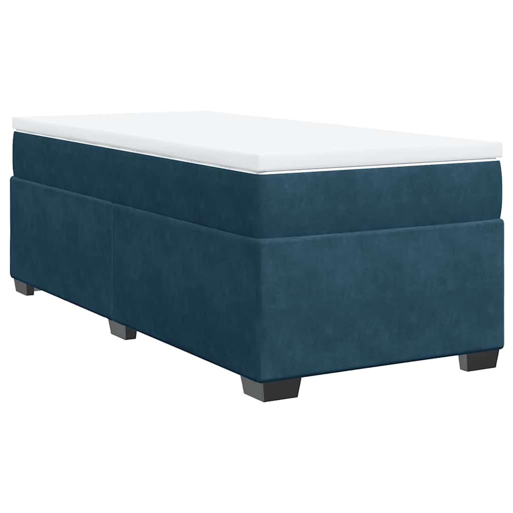 vidaXL Κρεβάτι Boxspring με Στρώμα Σκούρο Μπλε 100x200 εκ. Βελούδινο